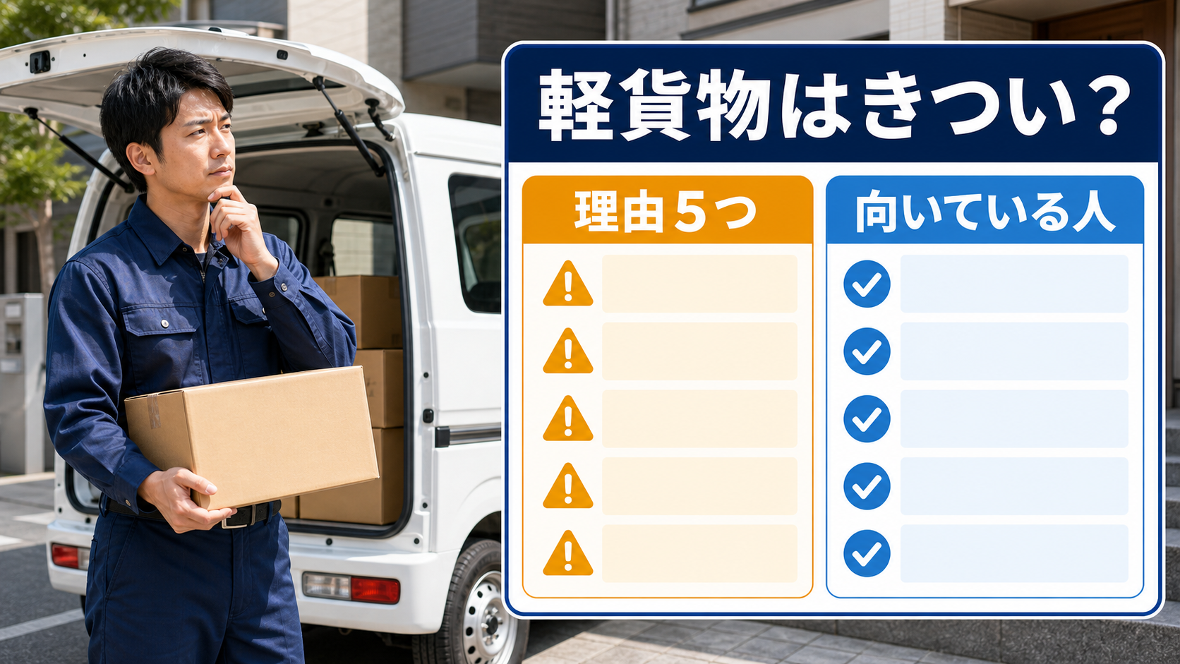 軽貨物ドライバーはきつい理由5つと向いている人を確認するサムネイル