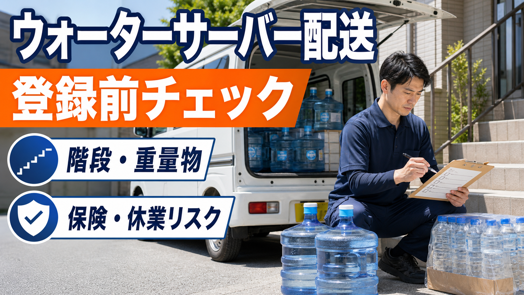 ウォーターサーバー配送前に階段と重量物と保険リスクを確認する軽貨物ドライバー