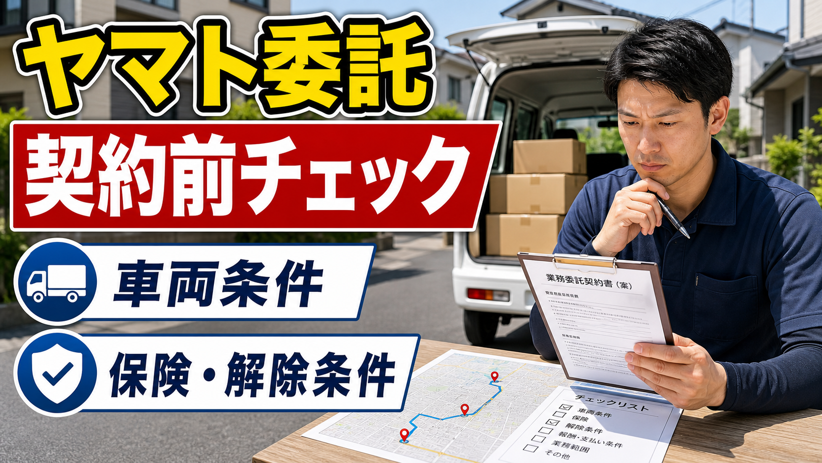 ヤマト委託の契約前に車両条件と保険と解除条件を確認する軽貨物ドライバー