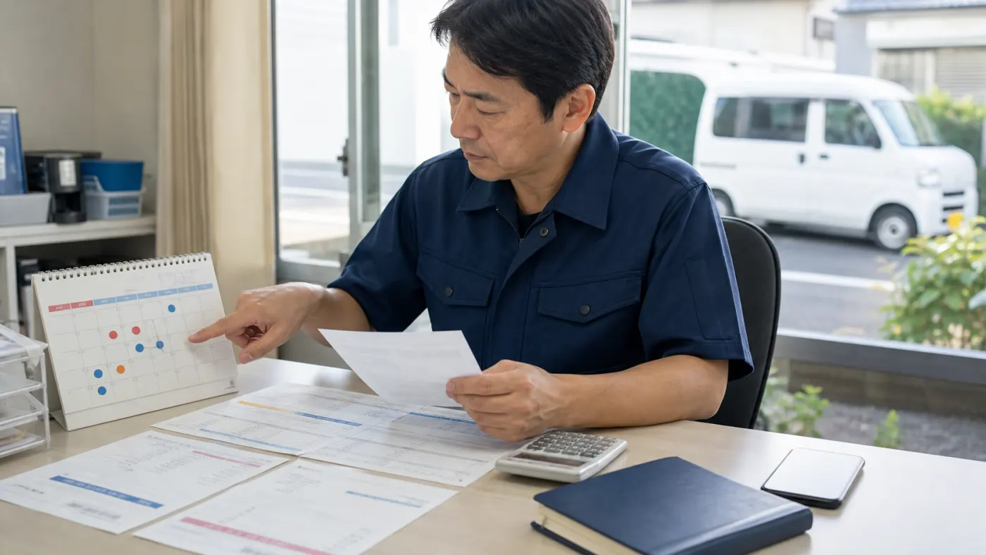 入金予定と請求書を照合して資金繰りを確認する軽貨物事業者