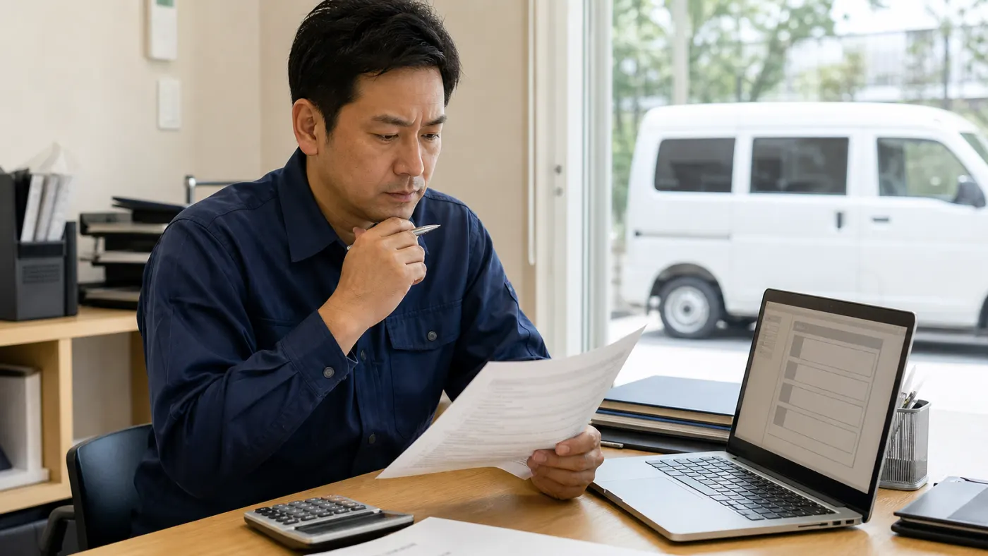 契約書と委託元の情報を照合する軽貨物事業者