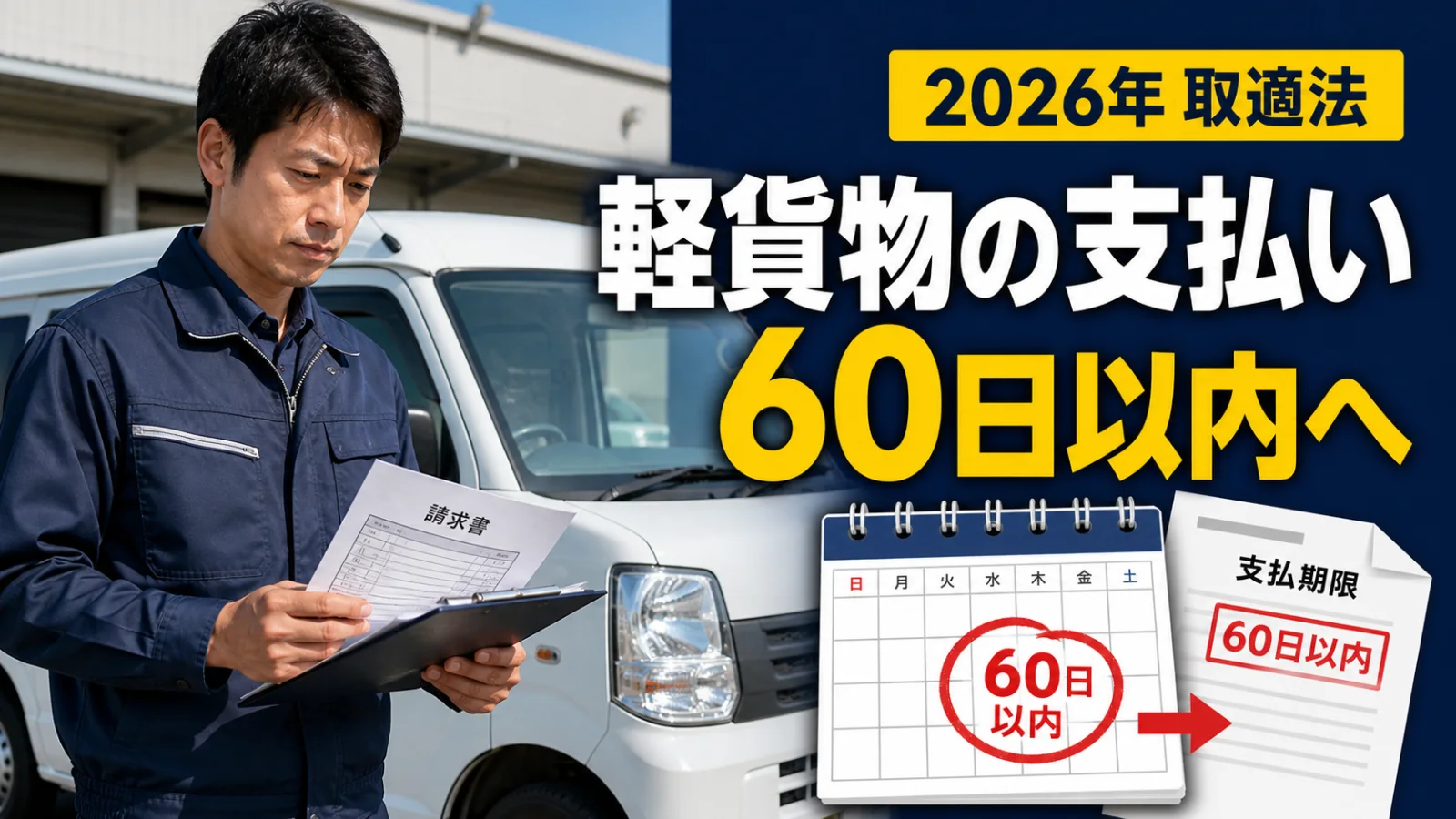 軽貨物の支払いは60日以内へ｜2026年取適法「特定運送委託」を解説