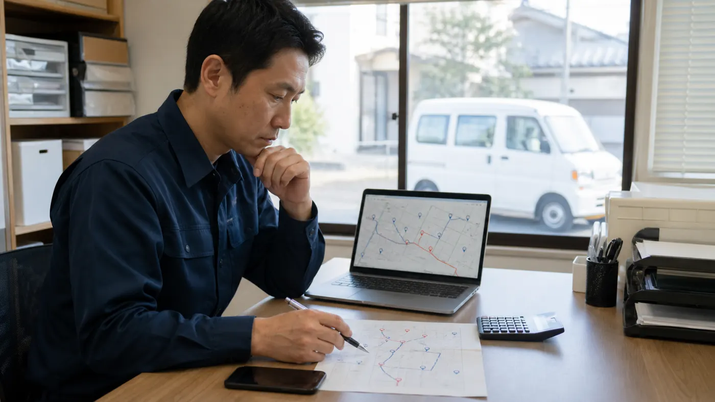再配達記録と配送ルートを分析する軽貨物事業者