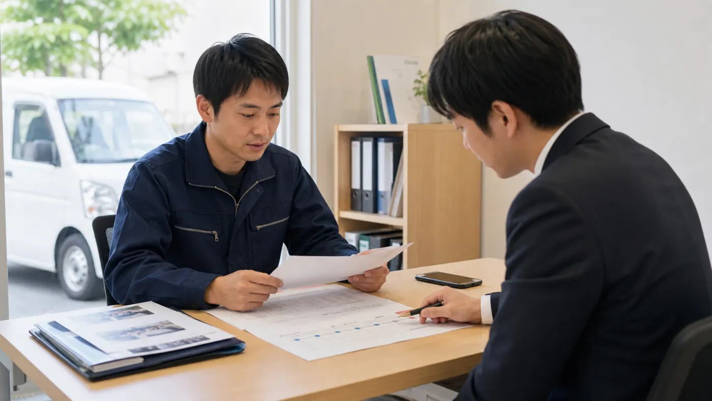 契約資料を整理して専門窓口へ相談する軽貨物ドライバー