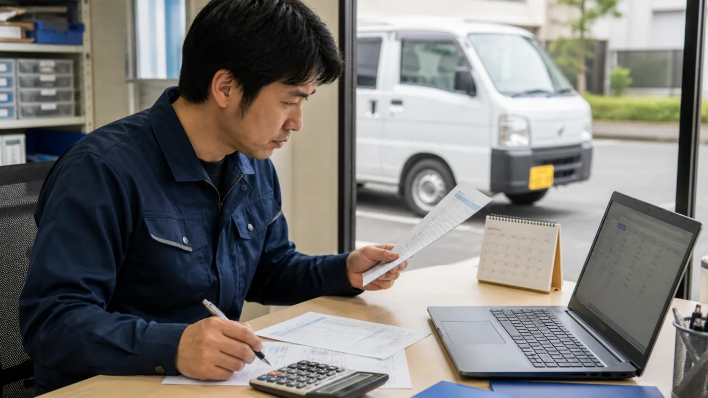 請求書と入金履歴を照合する軽貨物ドライバー