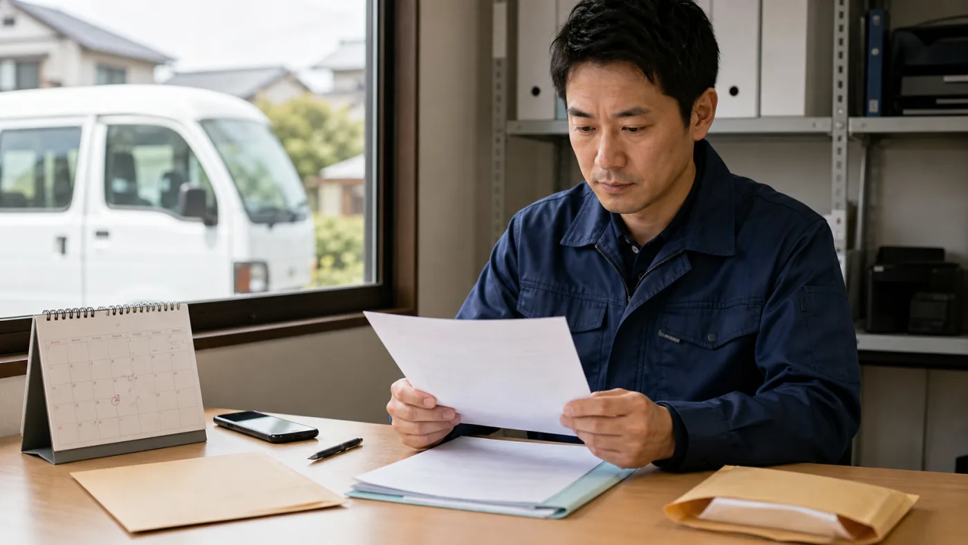 契約終了の通知書と今後の日程を確認する軽貨物ドライバー