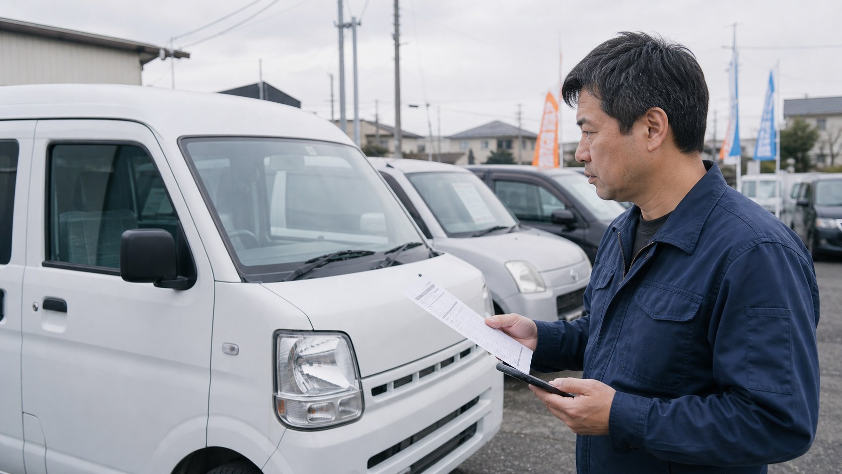 軽貨物の車両購入やリース前に制度対象を確認する様子