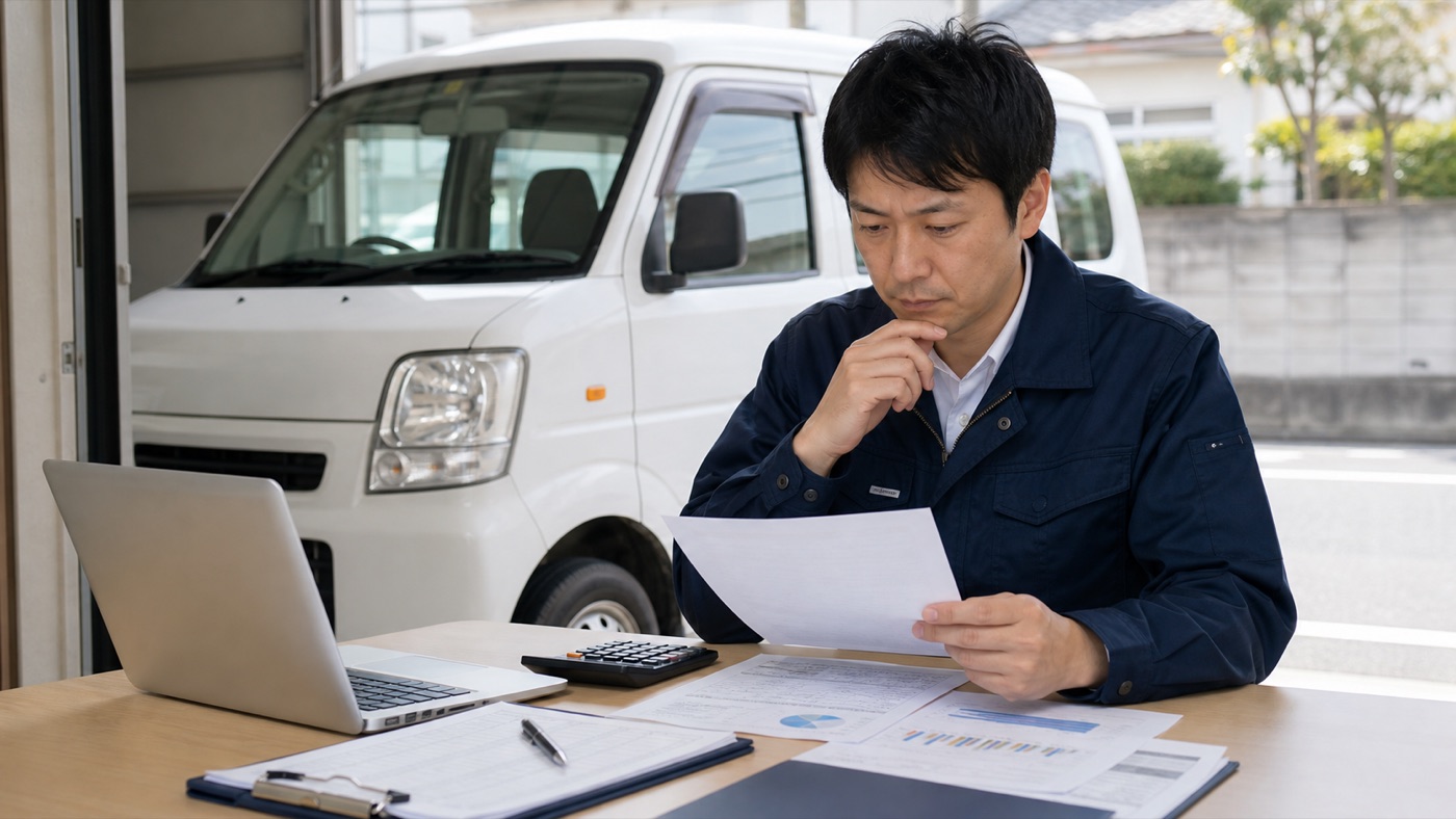 軽貨物ドライバーが休業時の保険と固定費を確認する様子