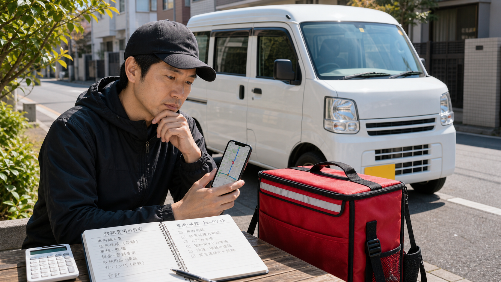 出前館などのフード配達から軽貨物へ広げる前に車両と保険と固定費を確認するドライバー