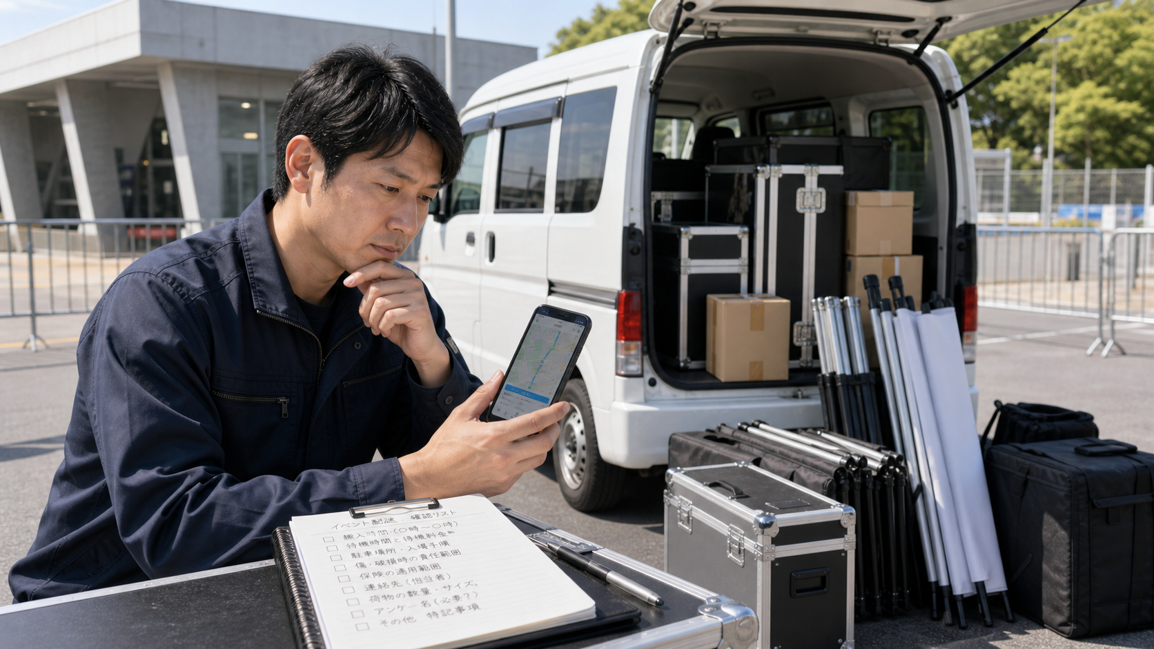 イベント配送を受ける前に搬入時間と待機料と破損補償を確認する軽貨物ドライバー