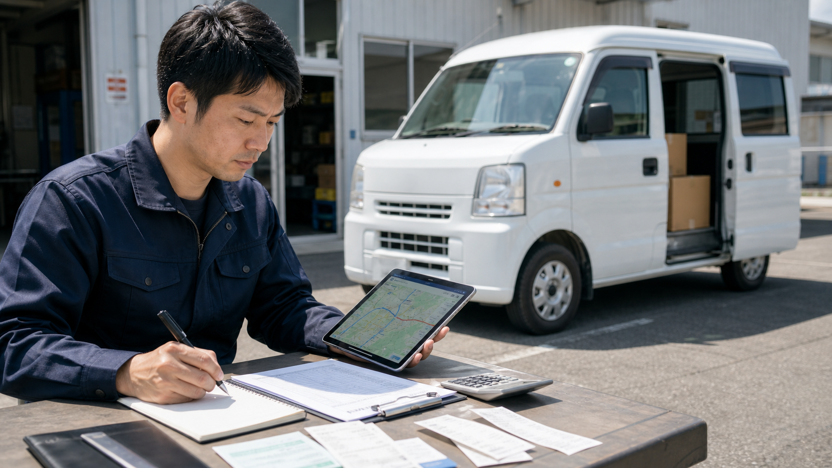 長距離配送の経費とルートを出発前に確認する軽貨物ドライバー