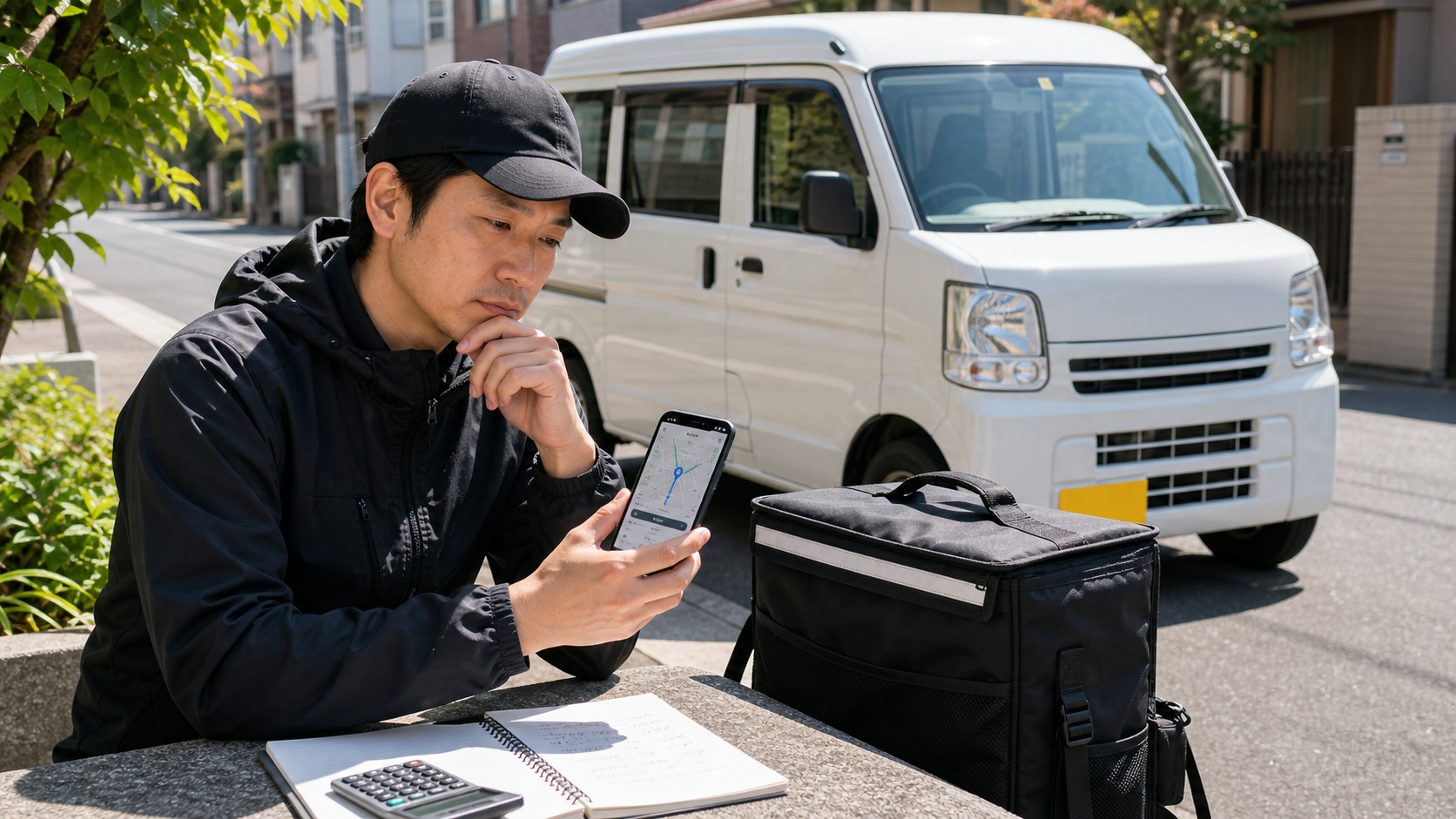 フード配達から軽貨物へ広げる前に車両と保険と固定費を確認するドライバー