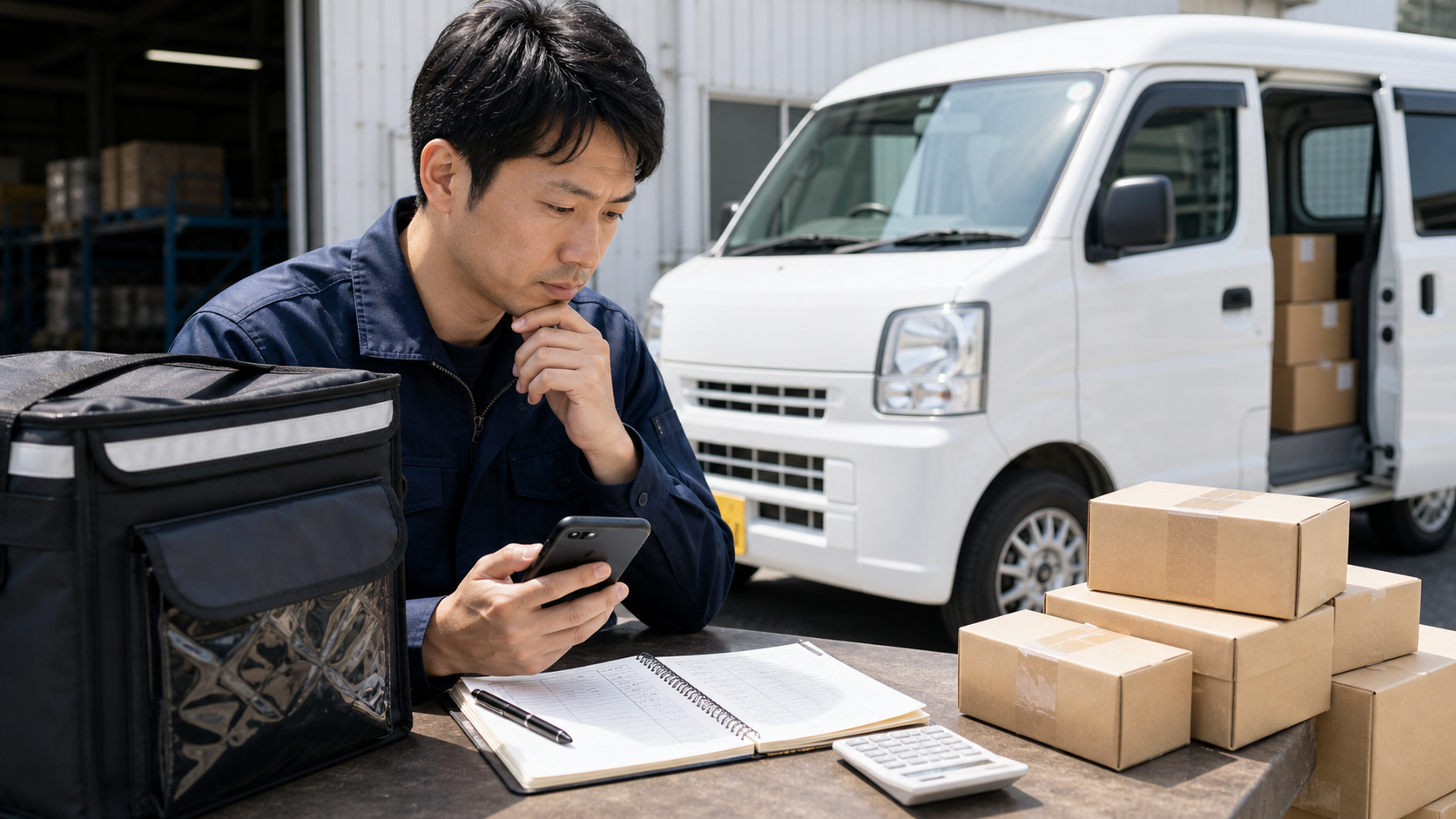 フード配達と軽貨物配送の収益を比較するドライバー