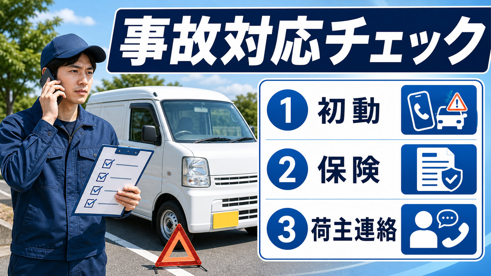 軽貨物ドライバーの事故対応で初動・保険・荷主連絡を確認するサムネイル