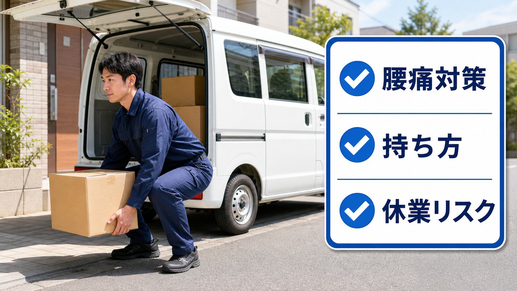 軽貨物ドライバーの腰痛対策で荷物の持ち方と休業リスクを確認するサムネイル