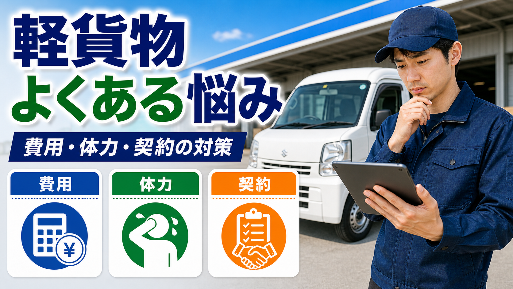 軽貨物ドライバーのよくある悩みと費用・体力・契約の対策を示すサムネイル