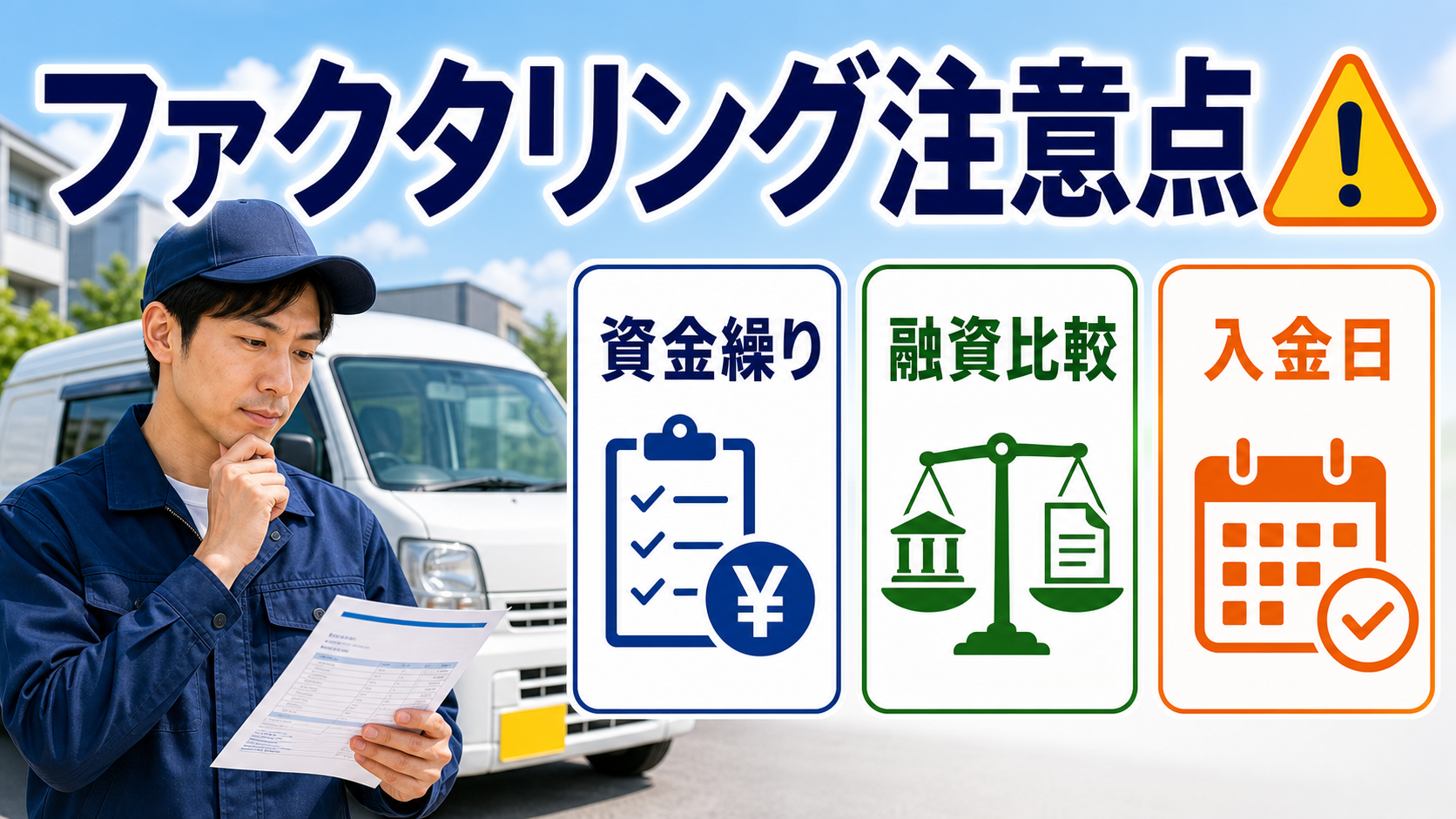 軽貨物ドライバーのファクタリング注意点で資金繰り・融資比較・入金日を確認するサムネイル