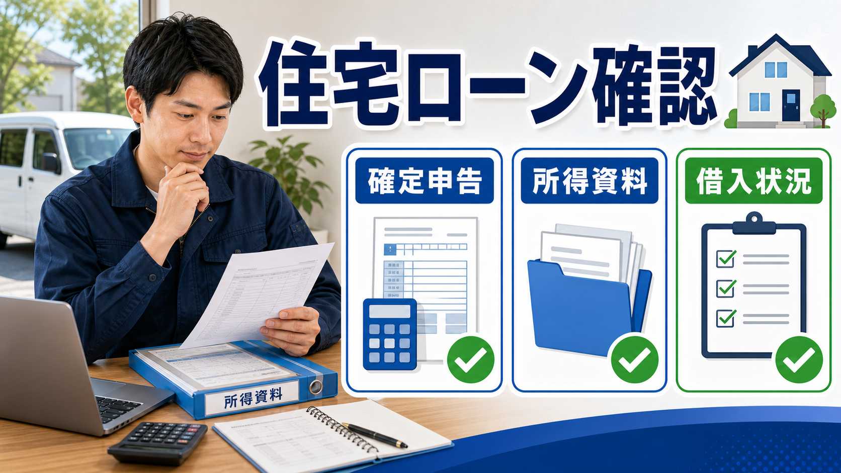 軽貨物ドライバーの住宅ローン確認で確定申告・所得資料・借入状況を確認するサムネイル