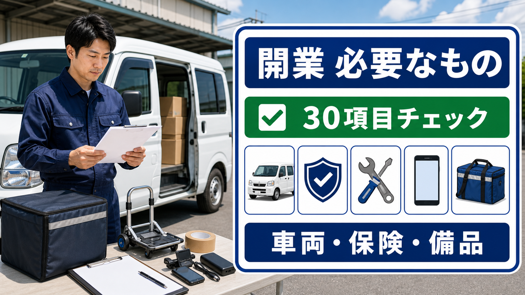 軽貨物開業に必要なもの30項目と車両・保険・備品を確認するサムネイル