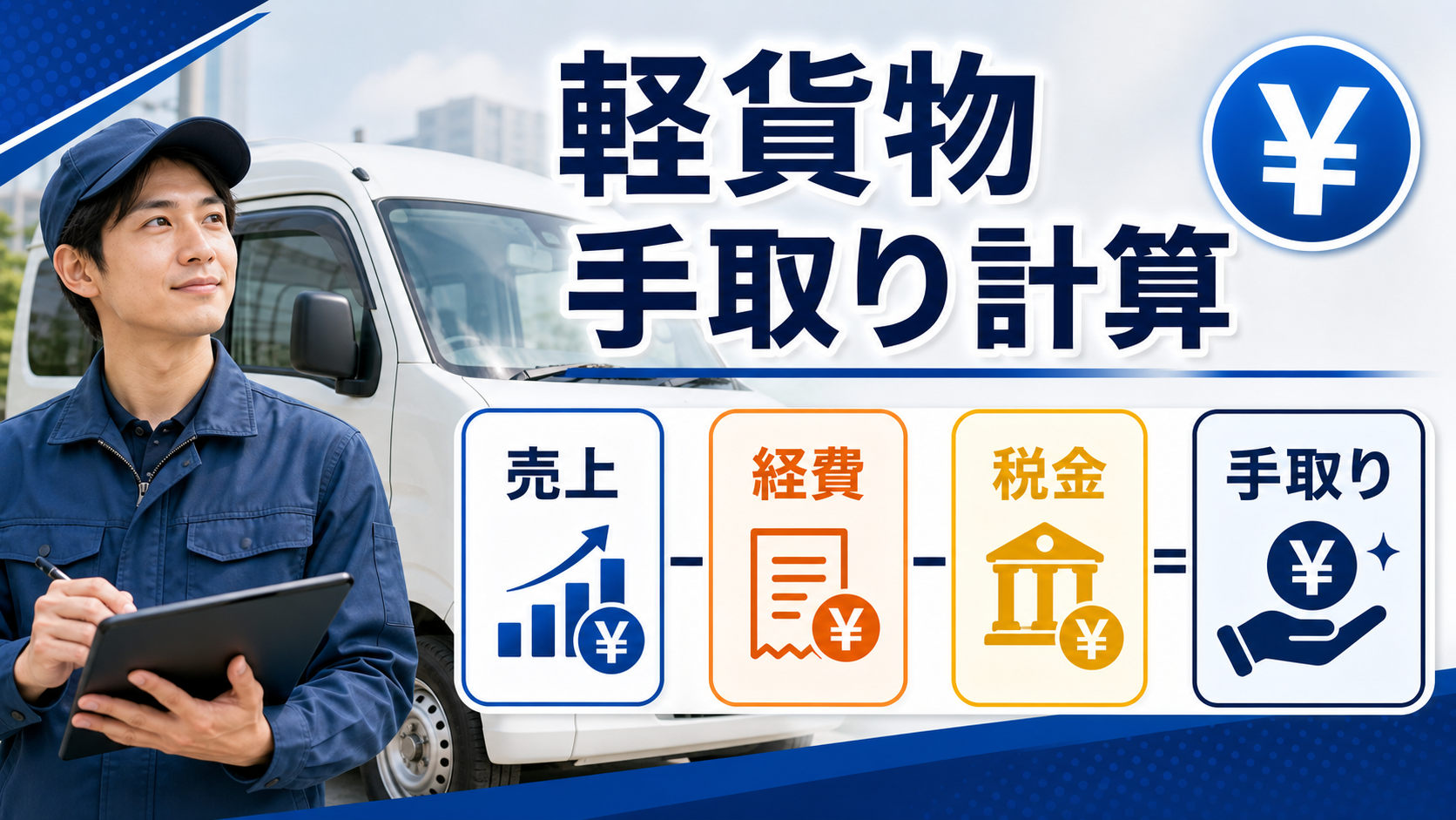 軽貨物ドライバーの手取り計算で売上から経費と税金を引くサムネイル