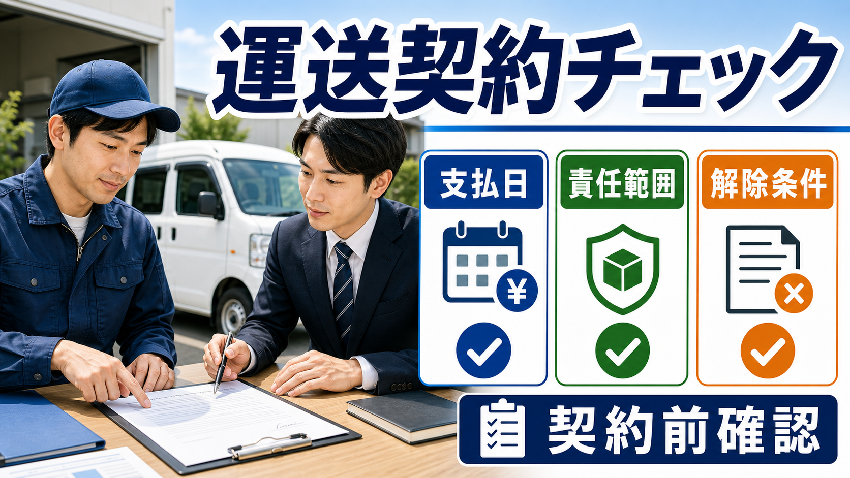 軽貨物運送契約の契約前確認で支払日・責任範囲・解除条件を確認するサムネイル