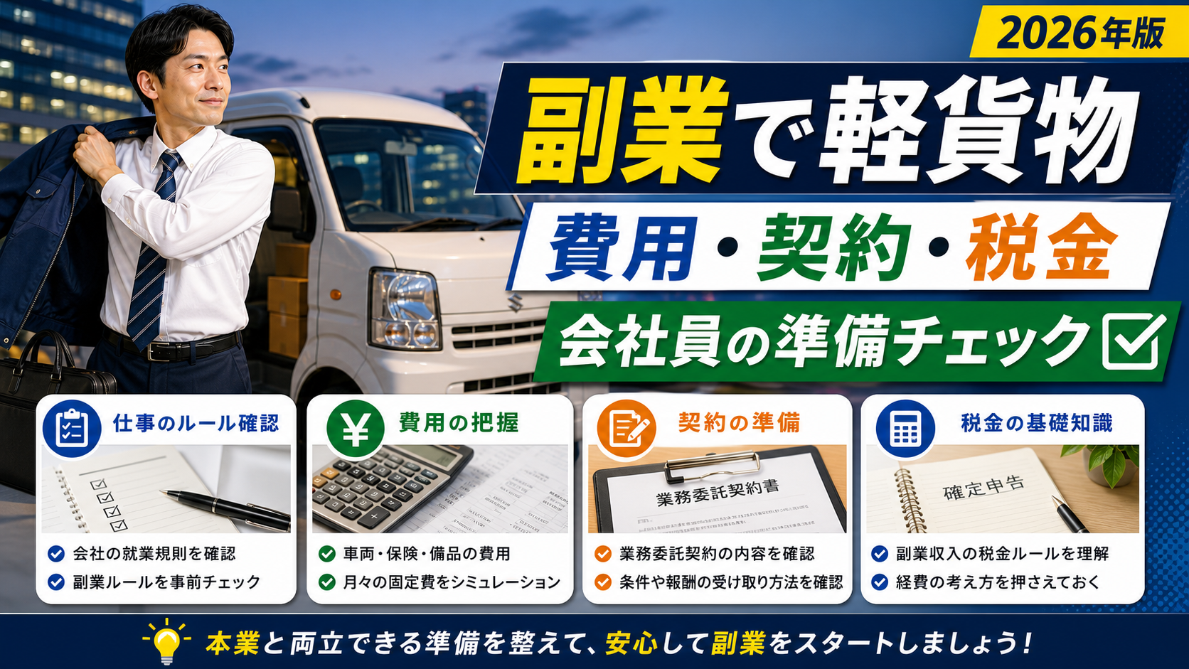 副業で軽貨物を始める準備 費用 契約 税金のアイキャッチ
