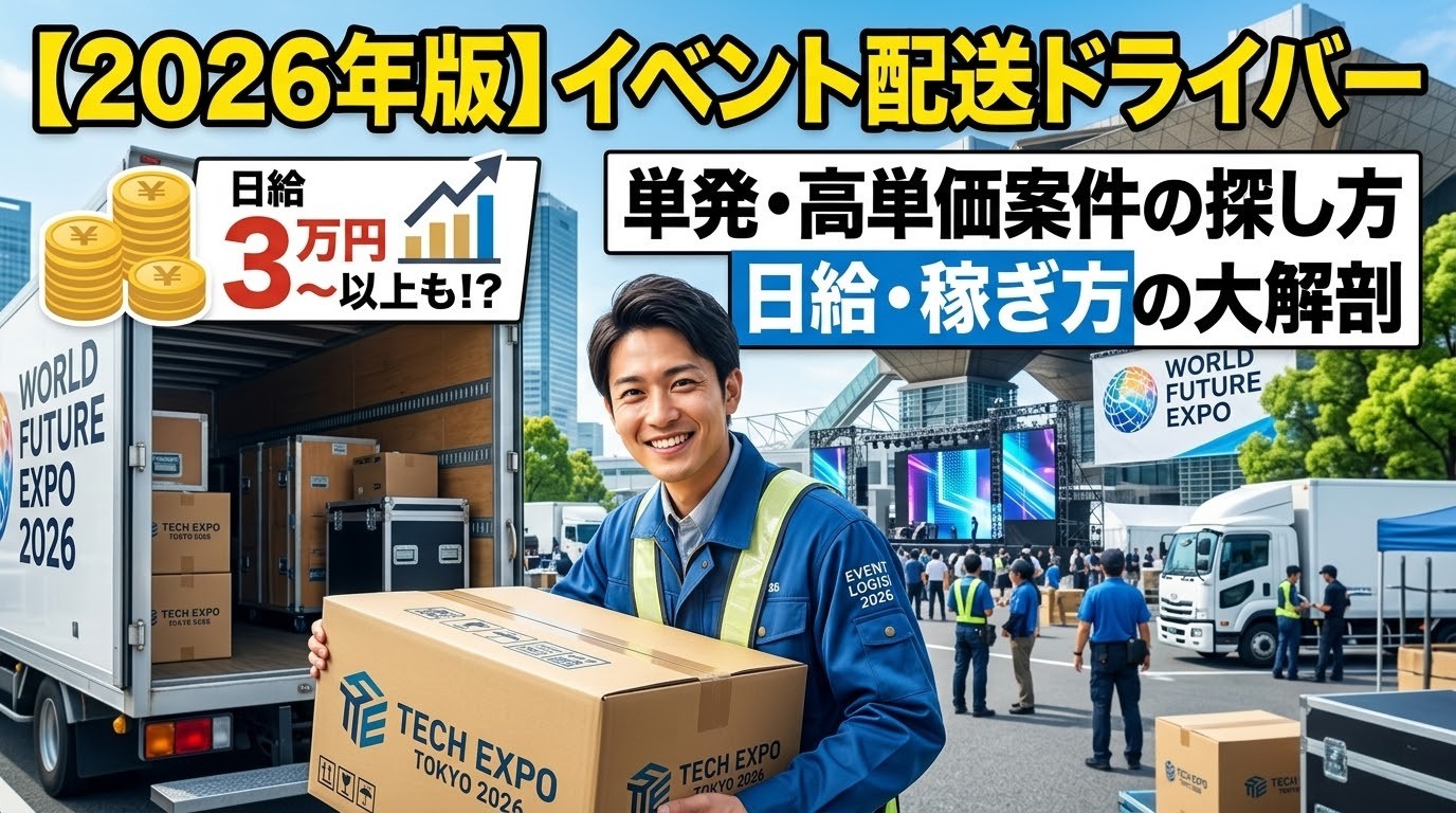【2026年版】イベント配送ドライバー｜単発高単価案件の探し方・日給・稼ぎ方