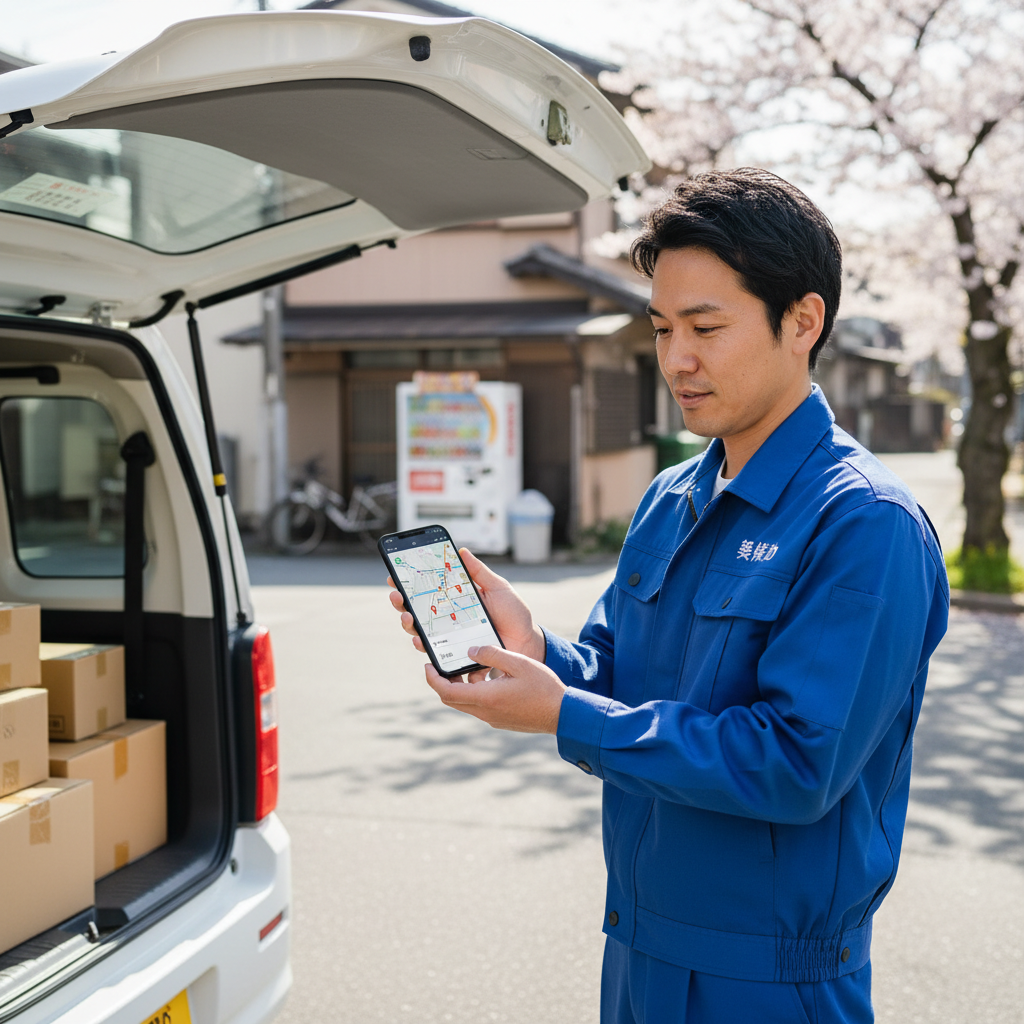 スマートフォンを業務で活用する軽貨物ドライバー