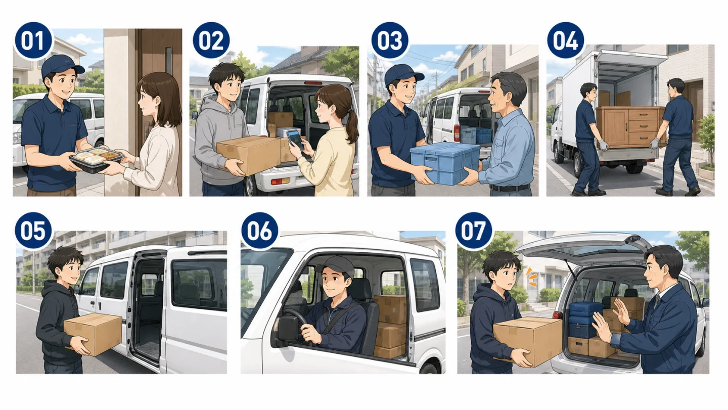 自社配送から私用車での受託配送まで現場で迷いやすい7つの配送ケース