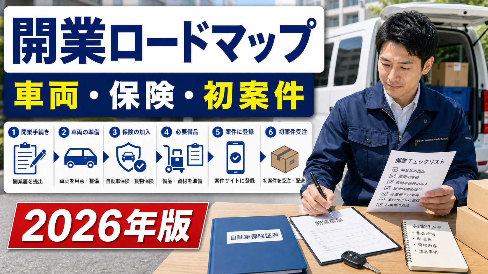 軽貨物ドライバー開業ロードマップで車両・保険・初案件を確認するサムネイル